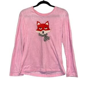 NWT PJ Couture Pink Fox Pajama Top Small Long Sleeve Sleepwear Cute Graphic